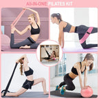 Pilates Equipment 15" Pilates Ring Plus, Pilates Kit for Home Workouts, Pilates Essentials Kit for Women with Pilates Ring and Ball Set, Booty Bands, Figure 8 Resistance Band, Yoga Band
