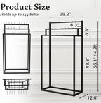 Retail Belt Display Stand,Floor Mounted Belt Hanger, Metal Men Belt Organizer, Commercial Tie Scarf Display Stand for Clothing Retail and Home (Black)
