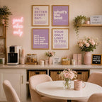 DSHFG Motivational Inspirational Office Wall Art Decor Prints Set of 4, Black Motivational Wall Decor Trendy Retro Posters for Office Home Decor, 8x10 Unframed (Purple)
