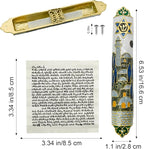 Mezuzah with Scroll for Door, Enamel&Zinc Alloy Blessing Mezuzah Case for Door, Colored Painted Mezuzha Scroll Kosher for Jewish Gifts/Jewish Decor, Christmas (Mutil Color, 1.1x6.53 in)