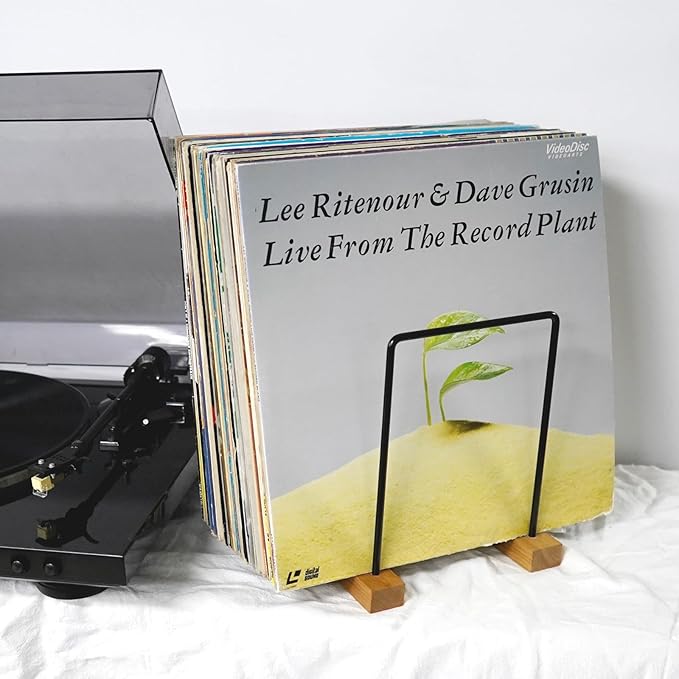 40 LP Vinyl Record Storage Solid Cherry Wood Vinyl Record Holder Magazine Organizer Record Display Rack For Albums (Iron)