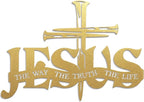 Jesus Cross Metal Wall Decor Christian Wall Art for Home Religious Cross Decoration Living Room Bedroom Prayer Room The Way The Truth The Life Christ Inspired Christian Gift for Family Friends(Gold)