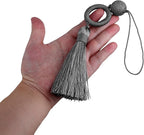 2 Pack Tassel 12 Inch Key Tassel with 4 Inch Cord Loop, Handmade Tassel with Wooden Ring, DIY Accessories for Home Decoration (Charcoal)
