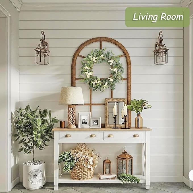 Artificial Eucalyptus Wreath for Front Door|20" Green Leaf Wreath for Window Home Porch Farmhouse Patio and Garden Indoor Outdoor Decor with Bow for Spring Summer Fall Winter