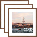 20x20 Picture Frame 3 Pack - Brown Poster Frame Display Pictures 16x16 with Mat or 20 x 20 Without Mat for Wall Hanging Horizontal and Vertical