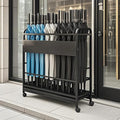 Metal Frame Commercial Umbrella Stand with Removable Drip Tray Large Capacity Heavy Duty Umbrella Holder with wheels for Entryway, Office(Black,80 * 20 * 70CM/31.5 * 7.9 * 27.6IN)