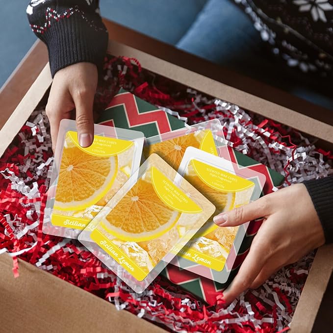 SCENTORINI Wax Melts, Sicilian Lemon Scent, Summer Scented Wax Cubes, Natural Soy Wax Melts for Candle Making, Wax Warmer, Home Decoration, 4-Pack