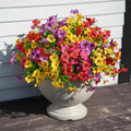 24 Bundles Artificial Flowers for Outdoor Realistic Faux Flower Spring Summer Garden Home Decoration, Hanging Daisy with Eucalyptus Leaves Fake Plants Greenery Balcony Porch Patio Front Door Decor