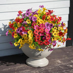 24 Bundles Artificial Flowers for Outdoor Realistic Faux Flower Spring Summer Garden Home Decoration, Hanging Daisy with Eucalyptus Leaves Fake Plants Greenery Balcony Porch Patio Front Door Decor