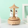 Natural Solid Wood Handcrafted Beech Wooden, Musical FigureTotoro/Carousel/Fairy/Ballerina Figurine,Rotating Hand Crank Mechanism Music Box,Musical Decorations (Ballet Dancers)