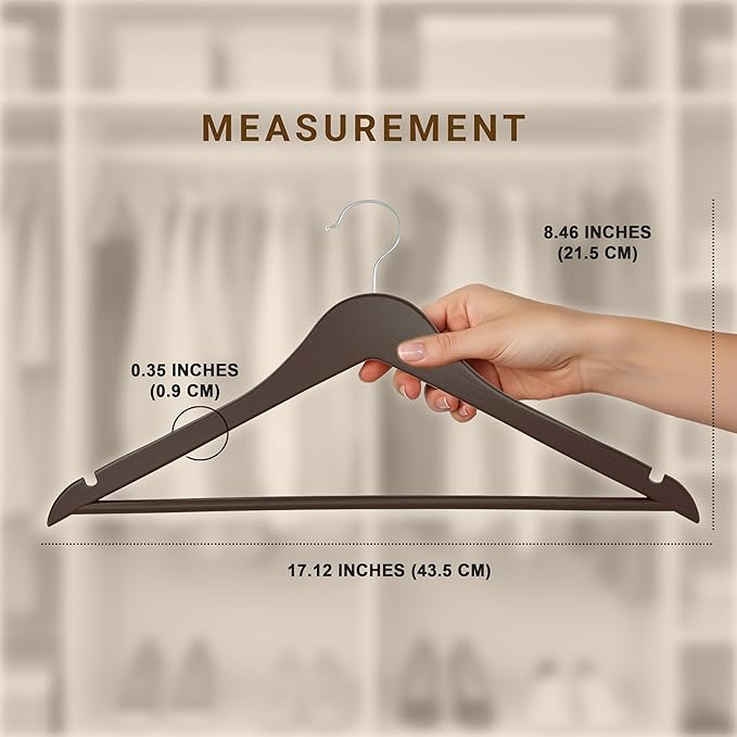Utopia Home Premium Wooden Hangers 30 Pack - Durable & Slim Coat Hanger - Suit Hanger with 360-Degree Rotatable Hook - Wood Hangers with Shoulder Grooves (Brown)
