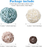 Patelai 36 Pcs Wicker Rattan Balls Decorative Balls for Vase Centerpiece Bowls Orbs Filler for Home Decor,4 Sizes(Blue, Light Brown, Dark Brown, White,2.4'',2'',1.6'',1.2'')