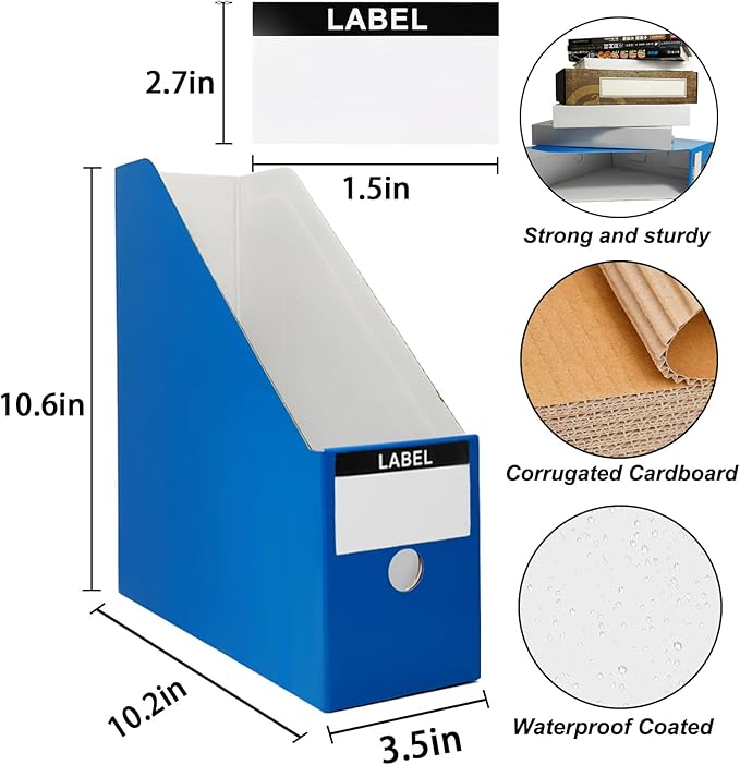 Limitliho Magazine Holde ( Blue, 2 Pack), Magazine File Holder for Home, Office, Desk, 10.6'' H×10.2'' L ×3.5''W Magazine Storage Box