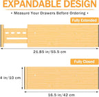 Bamboo Drawer Dividers 4" High, 16.5-22" Adjustable Drawer Organizers for Clothes,Expandable Dresser Separators in Bedroom/Kitchen/Bathroom/Office Organization and Storage,4 Pack