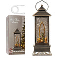 12" Christmas Snow Globe Lantern with Nativity - Water Swirling Glitter LED Light Lantern with Music - Vintage Xmas Gifts - USB Plug or Battery Operated Home Decor (Nativity)