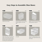 SEE SPRING 12 Pack Shoe Storage Box, Clear Plastic Stackable Shoe Organizer for Closet, Space Saving Foldable Shoe Rack Sneaker Container Bin Holder