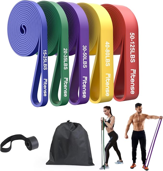 Resistance Bands Set - Pull Up Bands for Men Women, Exercise Bands Resistance with Door Anchor, Training Poster & Pouch for Body Stretching, Pull Up Assist