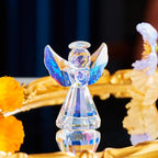 Crystal Guardian Angel Figurine Decoration, Glass Guardian Angel Statue Christmas Birthday Gifts for Women Girlfriend Daughter, Art Collectible Figurines Home Decor (Colorful)
