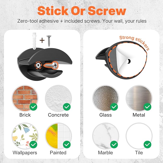 HOUSE DAY Adhesive Hat Hooks for Wall 16 Pack, Strong Hat Rack for Baseball Cap Display Organizer, Hats Holder for Wall, Door, Closet, No Drilling, Black