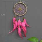 Handmade Dream Catchers Wall Decor,Boho Feather Dreamcatcher with Natural Elements,Unique Home Decor Gift for Bedroom, Living Room (Pink 15.7in)