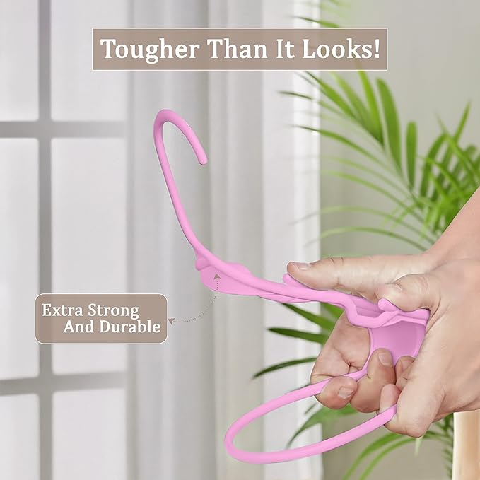Utopia Home Plastic Hangers 50 Pack - Perfect Space Saving Clothes Hanger - Durable and Strong - Perfect Closet Organizers with Shoulder Grooves (Pink)