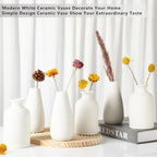 YANLING 6 Pcs White Vase Ceramic Vases for Home Decor, 5.6 inch White Ceramic Vases for Centerpieces Small Boho Vases, Pampas Grass Vases Table Vase for Dried Flowers Decor