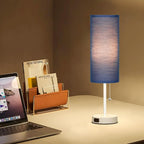 Dott Arts 18" Table Lamp for Bedroom, 3-Color Bedside Lamps with Pull Chain, Bedroom Table Lamps for Nightstand,AC Outlet Small Lamp for Living Room, Bulb Included Blue