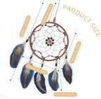 Blue Dream Catcher, Handmade Rattan Large Dreamcatcher Ornaments with Feathers and ABS Beads, Hanging Wall Decoration for Bedroom, Living Room to Have a Good Mood and Sleep (Blue)