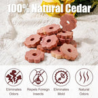 24pcs Cedar Chips for Clothes Storage, 1.77x0.31in Cedar Rings Wood Cedar Blocks Redolent Cedar Rings for Houses Drawers Closets Shoebox Clothes Storage