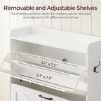 Shoe Storage Cabinet, Shoe Organizer with 2 Flip Drawers, Hidden Shoe Storage for Entryway, Freestanding Organizer with Open Storages, White SHWT9401