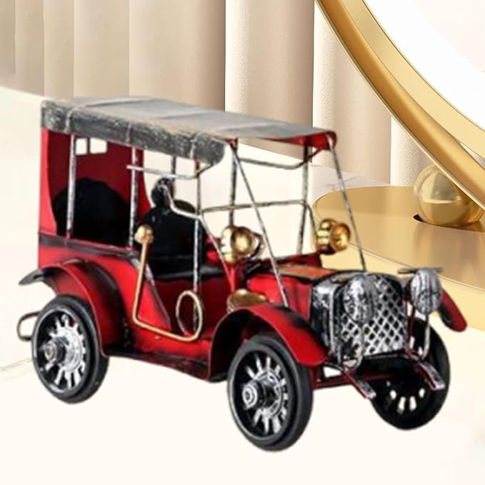 Vintage Design Car Model Home Decor Photo Prop Desktop Ornament Iron Decoration Automobile Figurine Collectible for Farmhouse, Red