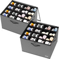 VERONLY 2-Pack Foldable Shoe Organizer for Closet and Storage Box with Adjustable Divider,Fits 16-32 Pairs, Space-Saving Closet & Entryway Storage System with Grey Fabric Bins