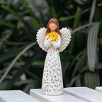 Hand-Painted Angel Figurine with Sunflower & Tree of Life Design - 5.9" Collectible Sculpture for Retirement Gifts, Home Decor, Sunflower Lovers