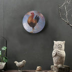 Rooster Decorative Ceramic Plates, 8 Inch, Watercolor Painting Rooster Round Display Plate, Table Top Plate Decor with Stand, for Home Kitchen Bedroom Decorative Ornaments