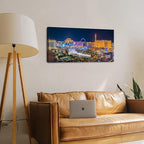 Las Vegas Skyline Wall Art American Cityscape Wall Decor City Night View Canvas Prints Picture Bellagio Fountain Skyscraper Painting Modern Artwork for Bedroom Living Room Home Decoration 20x40”