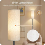 Set of 2 Slim Floor Lamps for Living Room with 2 Magnetic Remotes and Foot Switch, Dimmable Standing Lamp Mood for Bedroom Nursery, 3 Color Temperatures, 1-Hour Timer, 900LM Bulb Included, Beige Shade