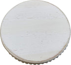 dwellington Farmhouse Beaded Wood Pedestal Tray Decor, 7.6” Round Vintage Display Stand, Decorative Accent Display Riser for Kitchen, Bathroom Small Items (White)