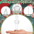 Mifoci 8 Pcs 6 Inch Mercury Glass Finial Christmas Ornaments Hanging Christmas Finials Glass Ornaments Assorted Mercury Decor for Vintage Holiday Xmas Tree Decoration(Clear)