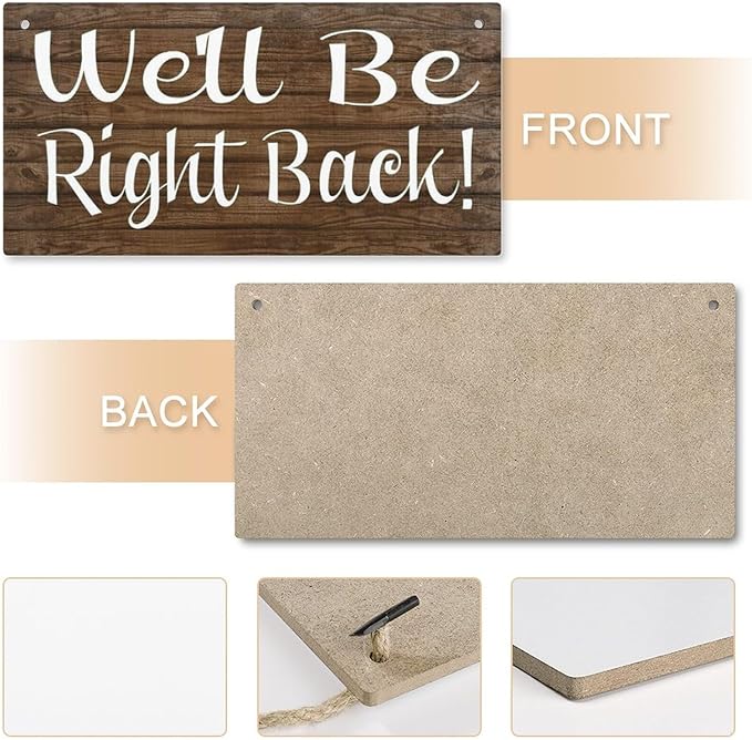 Wood Decor Sign We'Ll Be Right Back Mahalo Wood Office Sign Retro Wooden Public Decorative Hanging Sign For Home Door Fence Vintage Wall Plaques Decoration 12X6In