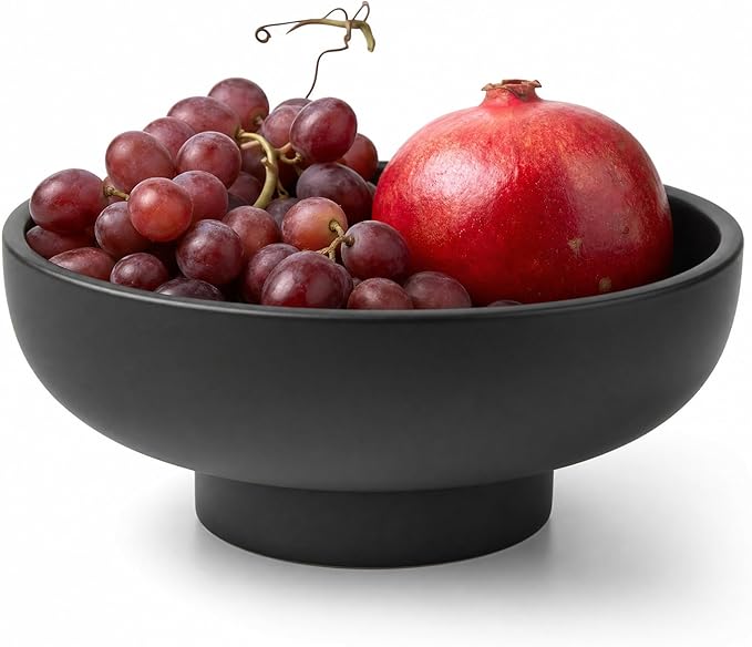 12" Concrete Extra Large Fruit bowl for Kitchen Counter, Coffee Table Decor, Decorative Key Bowl, Home Décor Accents, Kitchen Counter Decor Black