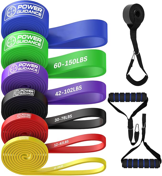 POWER GUIDANCE Resistance Bands, Set of 5 Pull Up Bands, Pull Up Assistance Bands, Exercise Bands, Resistance Bands Set for Legs, Working Out, Muscle Training, Physical Therapy, Shape Body