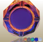 Coomin Crystal Glass Ashtray, Sparkly Cigar Cigarettes Ash Tray, Ashtrays for Smokers Indoor Office Home Desktop Tabletop, Unique Luxury Gifts for Women, Purple