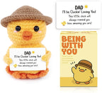 Valentines Gifts for Dad, Handmade Crochet Emotional Support Chicken, Birthday Gifts for Dad, Men, Father in Law, Cute Chicken Desk Decor, Funny I Love You Stocking Stuffers