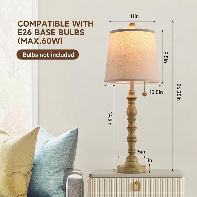 Terpsichore Lamps Set of 2 Modern Farmhouse Table Lamp Bedside Reading Lamps Living Room End Tables Set Lamps for Night Stands Bedroom Night Lamp,High 26.25 Inch, (Sepia, High 26.25 inches)
