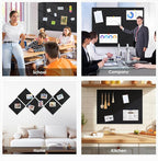 Large Felt Bulletin Board 48" x 36", Cork Board Alternative, 12 Pack Felt Wall Tiles with Push Pins and Adhesive Tabs, Cork Boards for Walls Pin Board for Office & HomePanels, Black