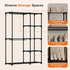 OLIXIS Portable Wardrobe Closet with Hanging Rods, 44 Inch Portable Clothing Rack with Shelves, Heavy Duty Clothes Rack, Freestanding Closet Organizer