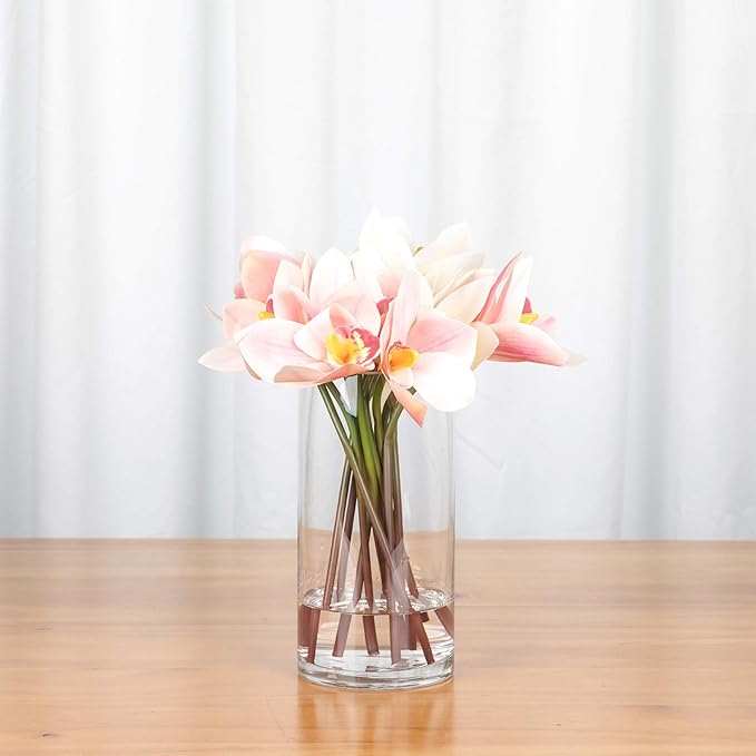 WGV Cylinder Vase, Diameter 5", Height 8", Clear Glass Floral Planter Container, Floating Candle Holder for Wedding Party Event Home Office Decor, 1 Piece