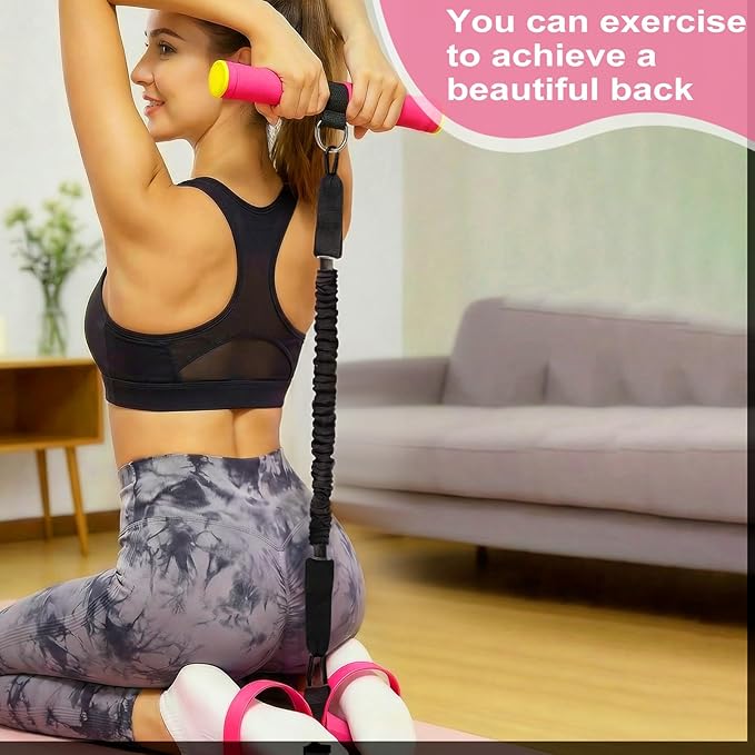Upgraded Pedal Resistance Band with Handle - Fashion Puller Exercise Tool, Thickened Built-in Latex Tube Pedal Resistance Device & Soft Nitrile Rubber Anti-Slip Footrest for The Core/Arms