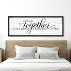 Rutiyoka Farmhouse Wall Decor: 'and so Together They Built a Life They Loved' Sign, 41.3''15'' Framed Wood Wall Art for Bedroom Couples Room Decor (Black Frame)