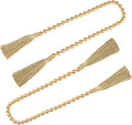 34 Inch Pearl Glass Bead Garland with Tassels - Elegant Boho Table Decor, Fringe Wall Hanging for Wedding, Party, Farmhouse Rustic Prayer Bead Home Decoration(2 Pack,Gold)